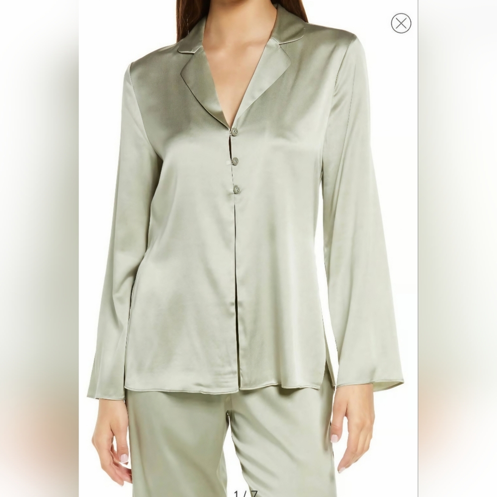 SKIMS!! Classy Pure "Silk" Pajama Top - In A Silvery Sage!!